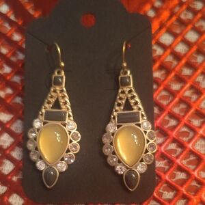 Park Lane Gold and Black Teardrop Earrings